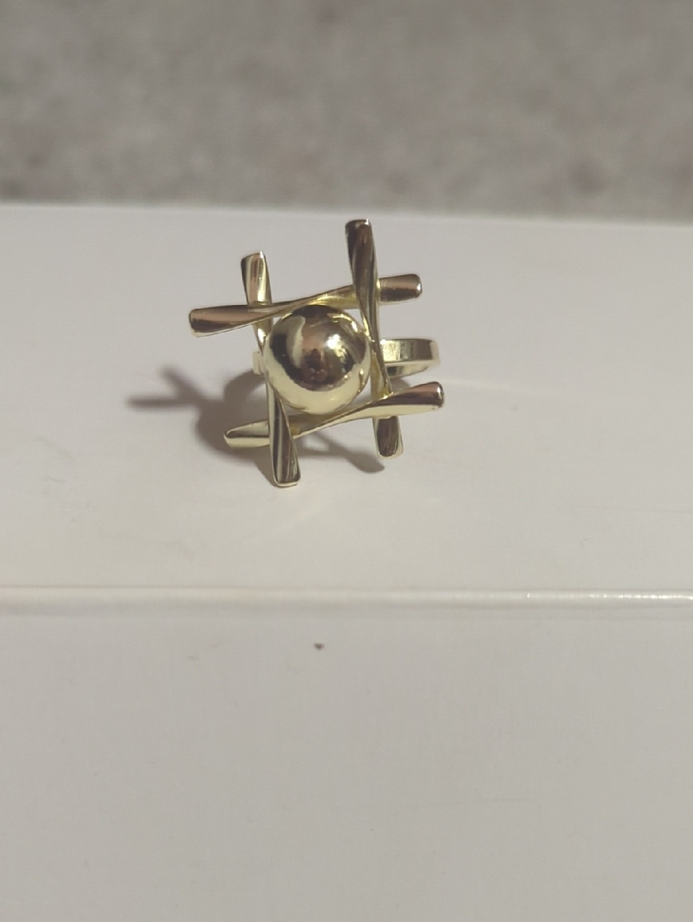 New Gold Modern Geometric Womens Ring - Polished Gold Finish